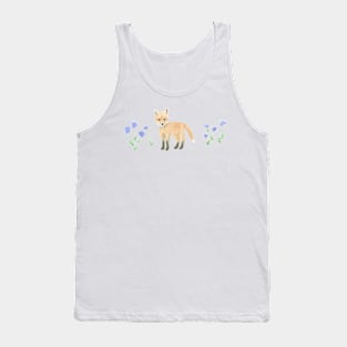 Baby Fox with Blue Cornflowers Tank Top